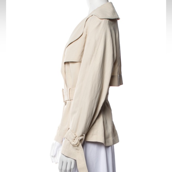 Vince S M Cropped Trench Coat Blazer Spring Jacket Ivory Cream Beige - Picture 2 of 14